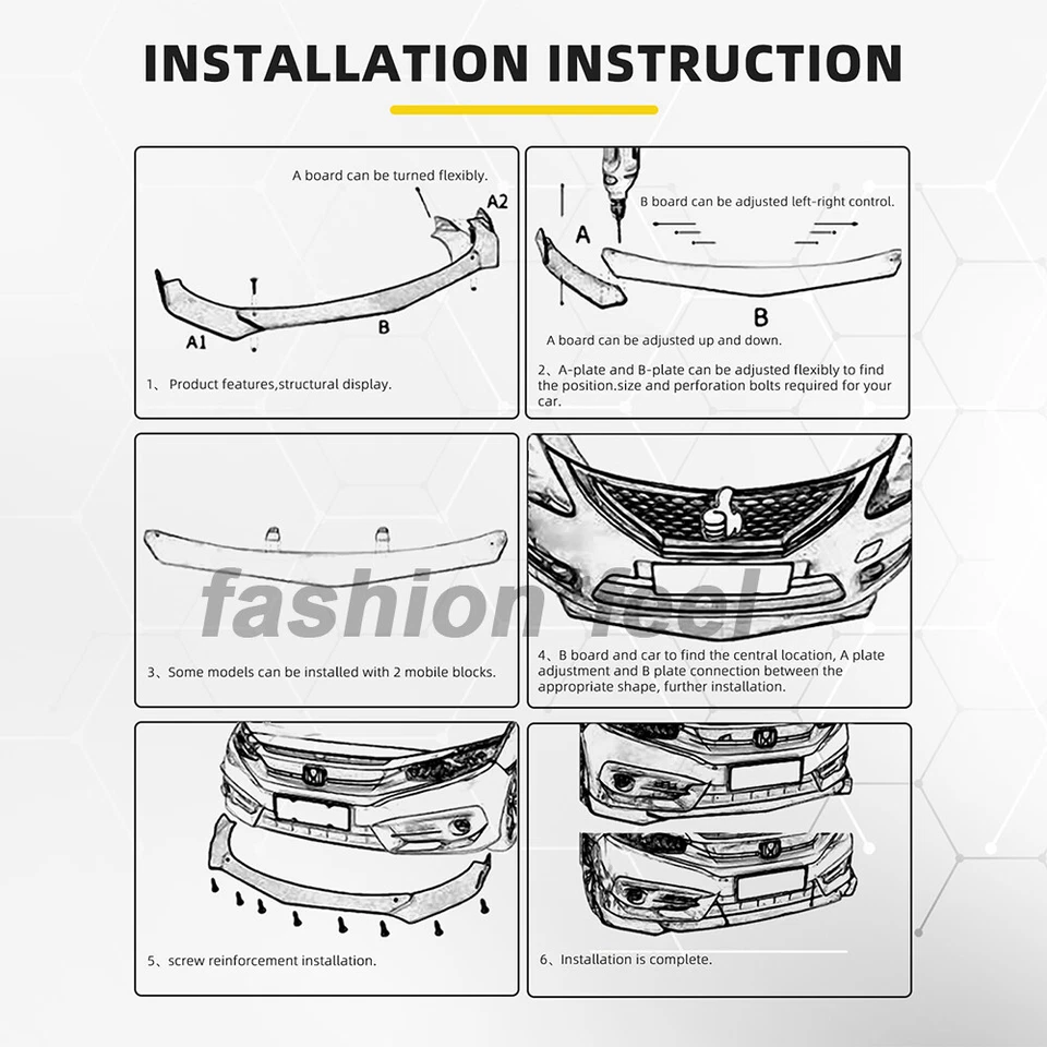 Parachoques delantero divisor de labios varilla de puntal fibra de carbono para Volkswagen VW Jetta GLI Mk6 Foto 4 de 4