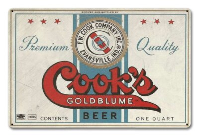 Cook`s Goldblume Brewing Bier Werbung Brauerei USA Retro Sign Blechschild Schild
