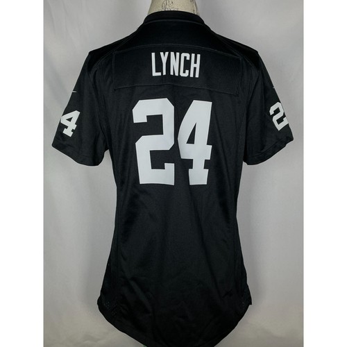 Marshawn Lynch #24 Oakland Raiders NFL NIKE schwarzes Spieltrikot Damen MEDIUM