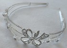 Clear Vegas Rhinestone Flower Headband, Tiara, White