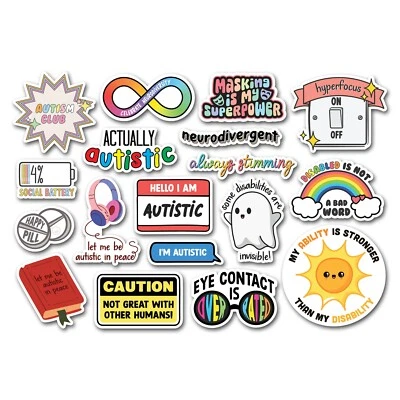 DESTINATION VINYL LTD A4 Sticker Sheet Autism Vinyl Stickers - ADHD Neurodiversity Disability #82474