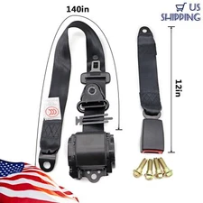 2x Retractable 3 Point Safety Seat Belt Straps Car Vehicle Adjustable Belt Kit