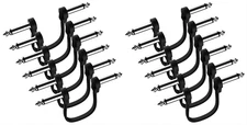 12PC Electric Guitar Patch Cables Pedal Board Cords 1/4" Right Angle OFC Wire 6"