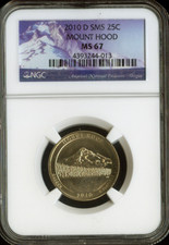 2010-D Mount Hood Quarter NGC MS67 Satin SMS Quality