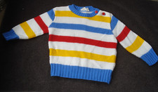 Vintage Doe Spun Infant Sweater Red Yellow White Blue Stripe 18 Months