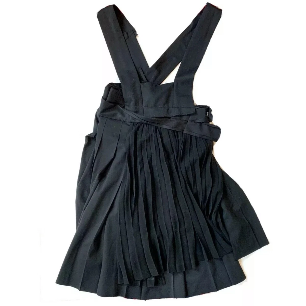 comme des garcons 2012 black wool pleated pinafore dress skirt