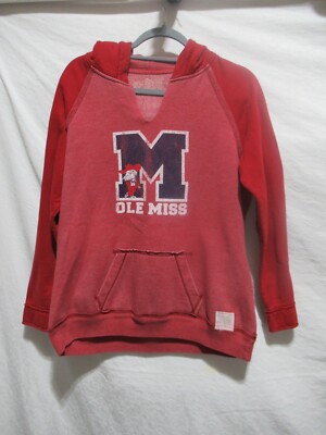 The Original Retro Brand Size M Ole Miss Rebels Red Pullover Hoodie Sweatshirt