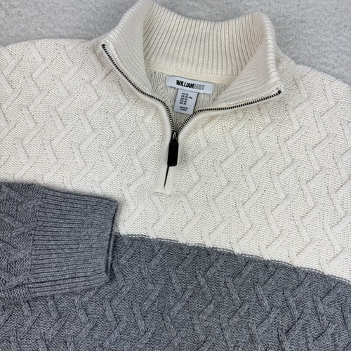 NWT William Rast Sweater Men's XL Gray Colorblock 1/4 Zip Cable Knit Cabincore