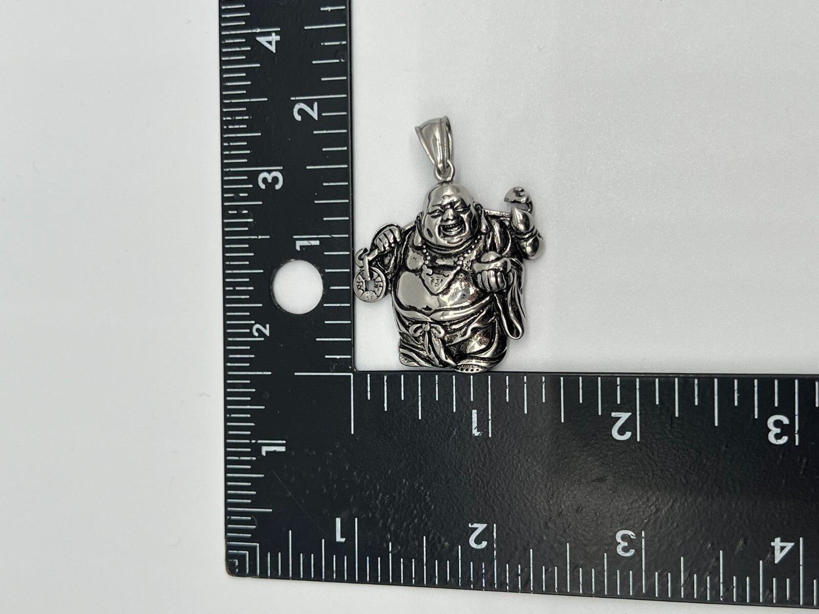 Stainless Steel Style Peace and Success Cloth Bag Buddha Good Luck Pendent