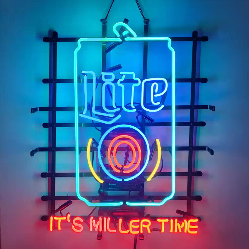 It's Miller Time Beer Open Neon Sign Beer Bar Pub Man Cave Wall