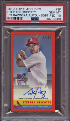 2017 Topps Archives 1959 Bazooka Auto Stephen Piscotty Red #25 PSA