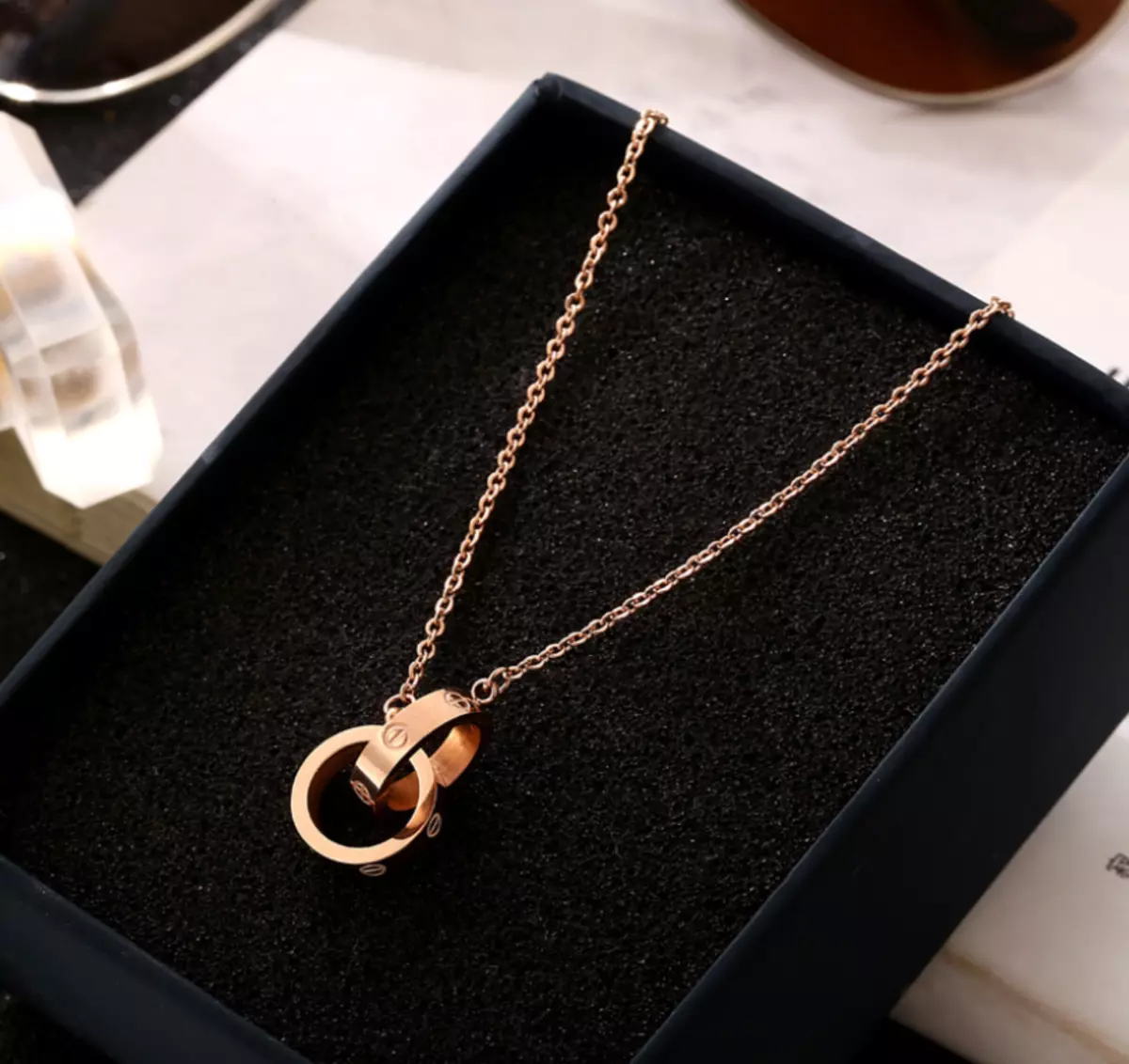 Double ring chain necklace deals