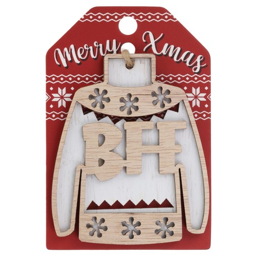 Christmas Jumper Wooden Tree Decoration Personalised Bauble Xmas Red Green White - Picture 21 of 199