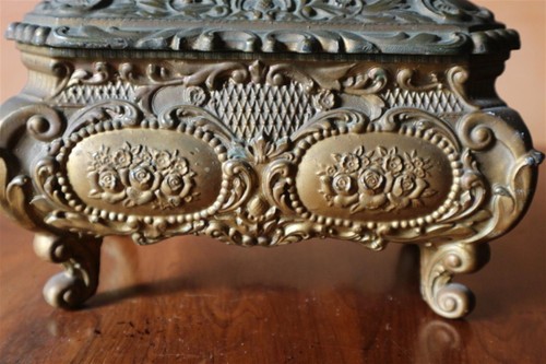 ancien grand coffret a bijoux en regule - Picture 2 of 12