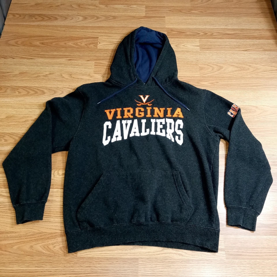 UVA Virginia Cavaliers Hombres Grande Polar Sudadera con Capucha Forrada Gris Coliseo Foto 3 de 4