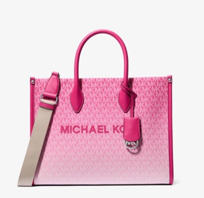 Michael Kors MIRELLA Medium Ombre Dragonfruit MK Logo Crossbody