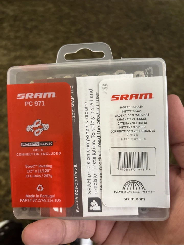 CADENA SRAM PC-971 9 VELOCIDADES PLATA/GRIS CON POWERLINK NUEVA EN CAJA Foto 2 de 2