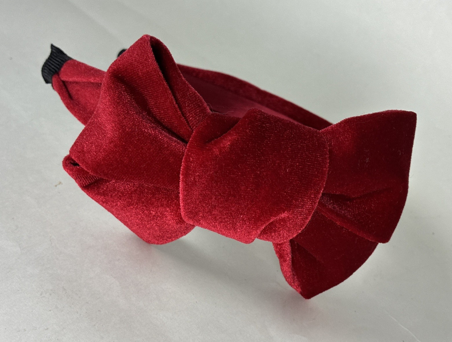 Cara New York Deep Red Velvet Bow Headband Thick Padded Hair Band