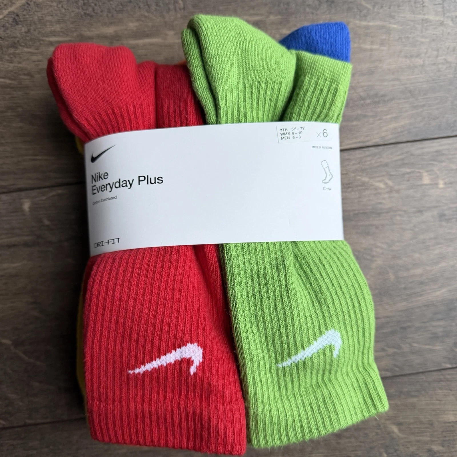 Nike Dri-Fit Everyday Plus Socks Men’s M 6-8 Women’s M 6-10 6 Pair SX6897-903 NW