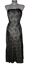 Vtg 90s Womens Black Lace Strapless Lined Romantic Whimsigoth Dress Sz 13/14