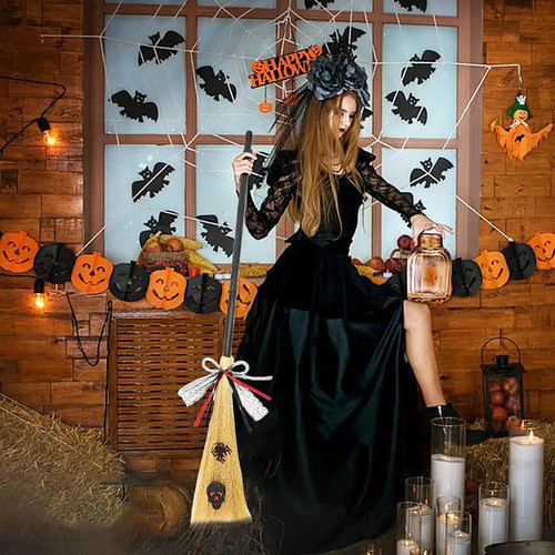 Witch Broom Halloween Witch Broom With Detachable Handle Witch Broom Party Props - Picture 7 of 12