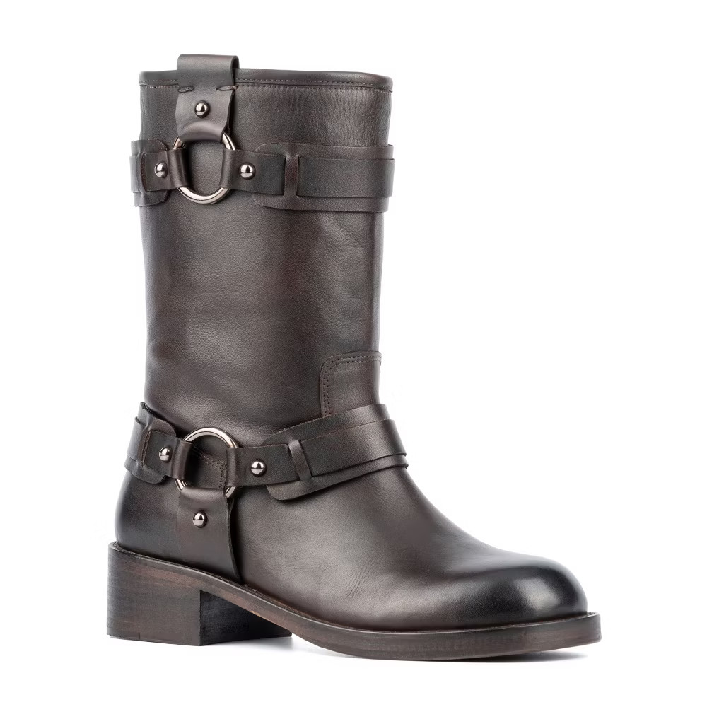 Vintage Foundry Co. Women's Augusta Mid Calf Moto Boots - 8, CHOCOLATE