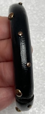Vintage Alexis Bittar Black Clear Clamper Bracelet 2.25  Copper Studs 