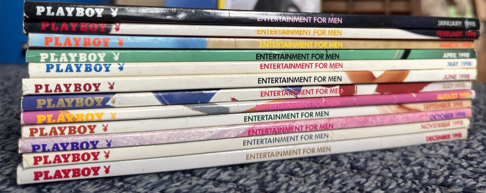 Playboy Magazines 1998 Full Year Lot Complete Set of All 12 Issues & Centerfolds