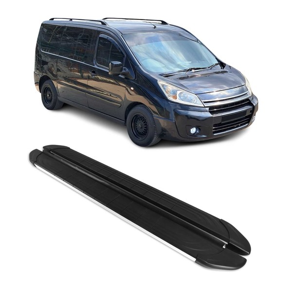 Trittbretter Seitenschweller FüR Citroen Jumpy 2006-2016 L1 Kurzer Schwarz Alu-image