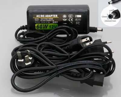 CCC CE FCC 100-240V AC/DC 12V 5A Power Adapter Cable 7FT Monitor Camera Router