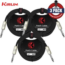 3-PACK Kirlin 10FT 1/4" TRS Plug to Same 20AWG Stereo Patch Cable AP-209 PR-10