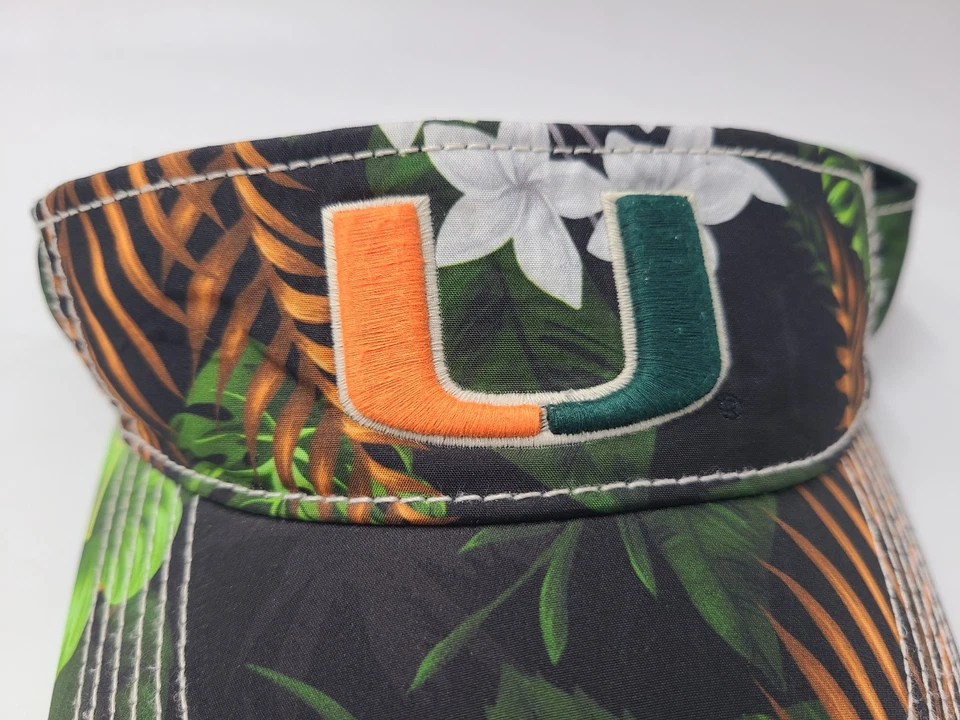 Gorra gorra con visera floral de la Universidad de Miami Hurricanes Snapback (parece pequeña) NCAA Foto 4 de 4