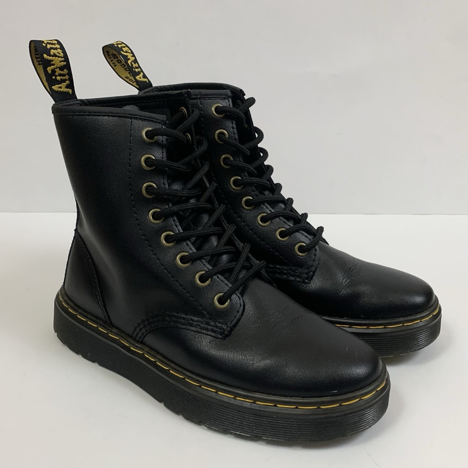 Doc Dr Martens Zavala Womens 6 Mens 5 Black Leather Lace Up Combat Chunky Boots