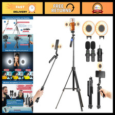 Auto Face Tracking Tripod Vlogging Kit for iPhone Android, Dual Lights Micro