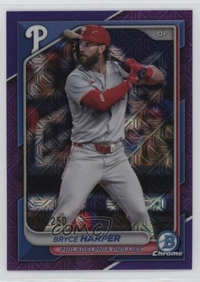 2024 Bowman Chrome Mega Box Purple Mojo Refractor /250 Bryce Harper #40 oh8