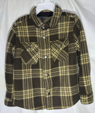 Eddie Bauer Shacket Boy 4-5 Brown Plaid Sherpa Lined Shirt Jacket Causal