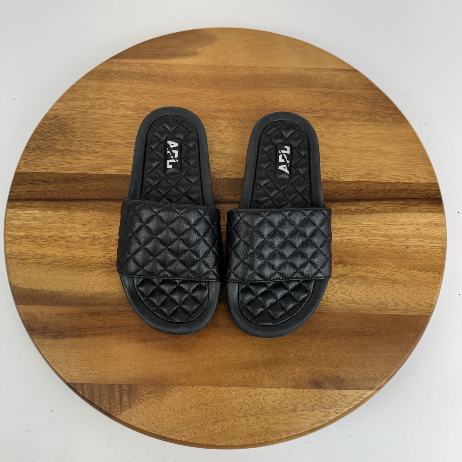 Scarpe sandali nuovi senza scatola donna APL Lusso neri punta aperta comodi slide taglia 5 M