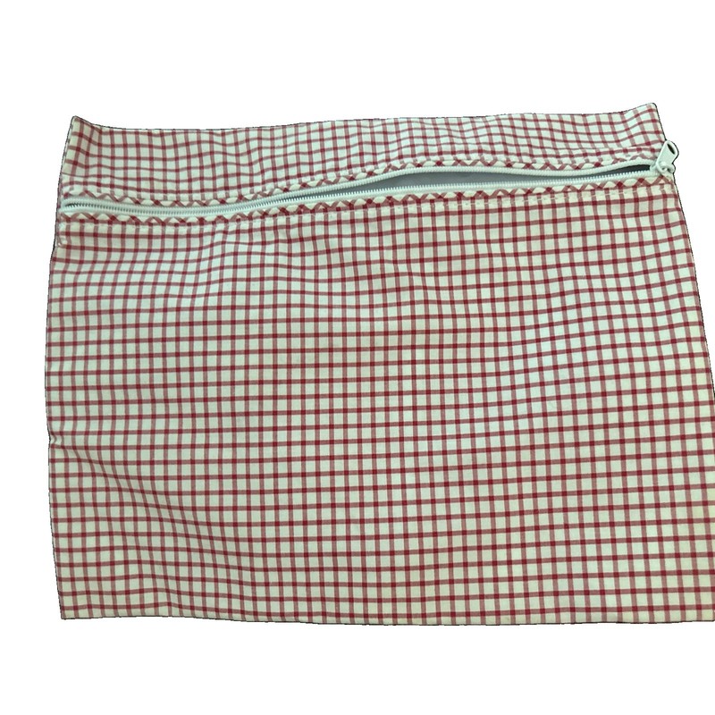 Pottery Barn Cosmetics Toiletry Makeup Bag GINGHAM RED PRINT - RETAILS  29.99!