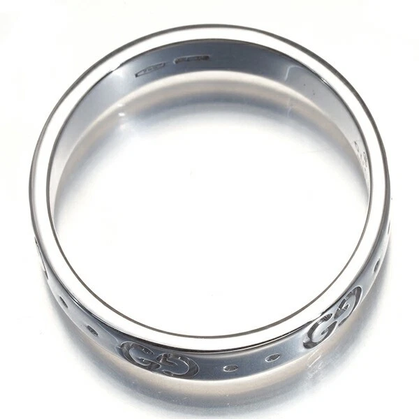 Bague fine Gucci Icon 10,5 K18WG or blanc bijoux élégants inutilisés