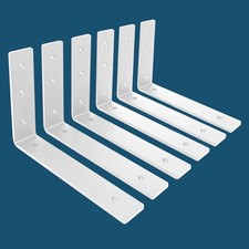 MLOQI Heavy Duty Shelf Brackets 6 Pack White L Bracket 8x6 Inch