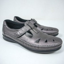 SAS Roamer USA Shoes Women's Mary Jane Comfort Leather Strap Cutout Gray 10