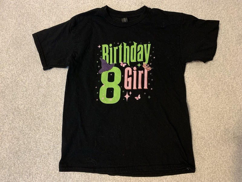 Gildan Halloween 8 Birthday Girl Shirt Size Large (10/12)