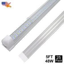 5 Ft Led Bulbs 48W V-Shape 6500K Daylight White Freezer Door Tube Linkable 25PK