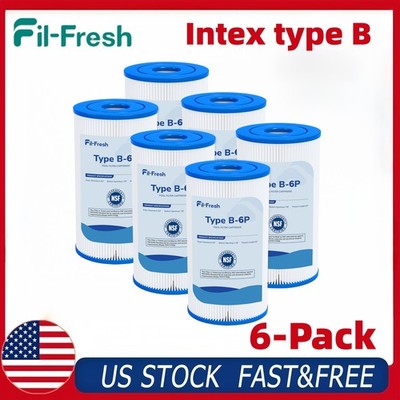 6-Pack Type B Pool Filter for Easy Set Pools, Intex 29005E & Krystal Clear
