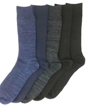 INSANE DEAL 5 Pairs Perry Ellis Men's SOFT Crew Dress Blue Black Socks Size 7-12