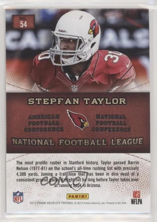 2013 Panini Absolute Hogg Heaven Boss Hogg /99 Stepfan Taylor #54 Rookie RC - Image 2 of 2