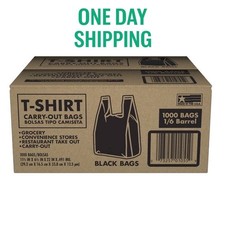 Black T-Shirt Carryout Bags 11.5 x 6.5 x 22 1000 ct