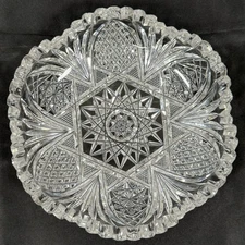 American Brilliant Cut Glass 6" Bowl Star Pattern VTG ABP Collectible