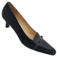 Vintage Salvatore Ferragamo Italy Black Suede Pumps Womens 8.5AAAA Dress Shoes