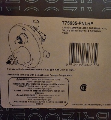 Brizo Litze T75635-PNLHP  Thermostatic Valve with Diverter Polished Nickel